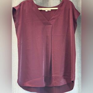 LOFT Burgandy Boxy Blouse